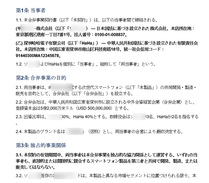 Sample Japanese contract